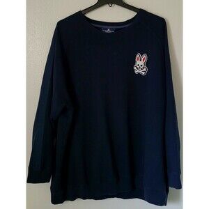 Men's Psycho Bunny Cotton Pullover Crewneck Sweater Sz 4XL Big & Tall Navy Blue